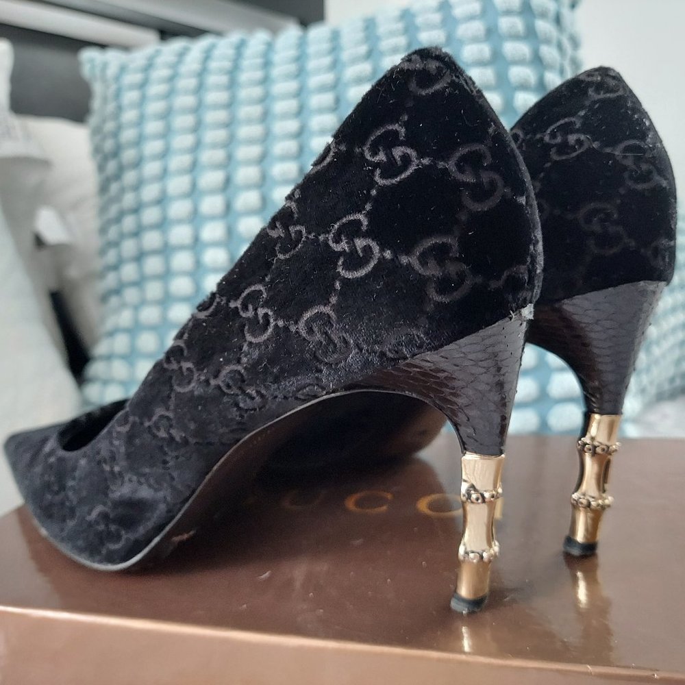 *VERY RARE* Tom Ford for Gucci GG Velvet Python Bamboo Heels Pumps Sz US10
